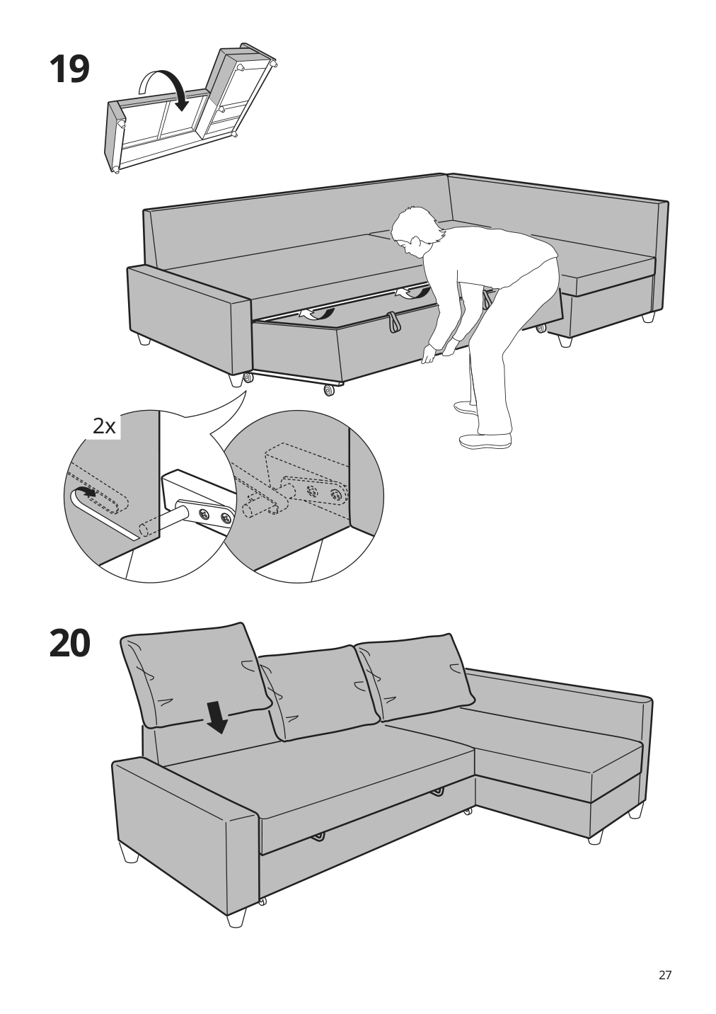 Assembly instructions for IKEA Friheten chaise for sleeper sectional hyllie dark gray | Page 27 - IKEA FRIHETEN sleeper sectional,3 seat w/storage 192.975.67