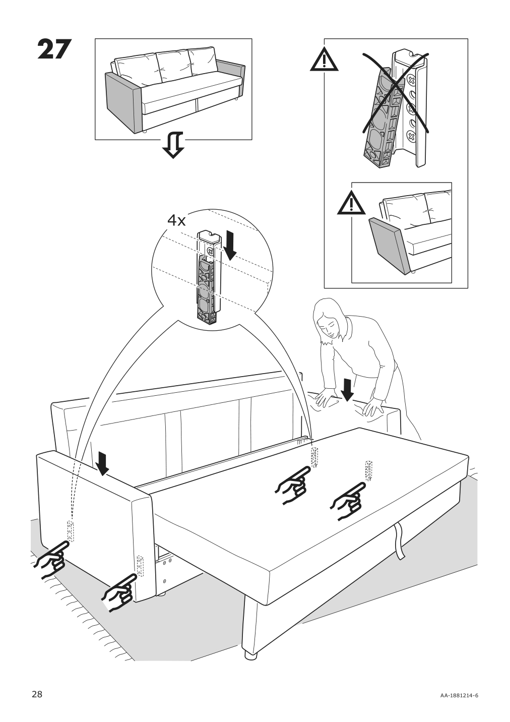 Assembly instructions for IKEA Friheten sleeper sofa skiftebo dark gray | Page 28 - IKEA FRIHETEN sleeper sofa 503.411.48