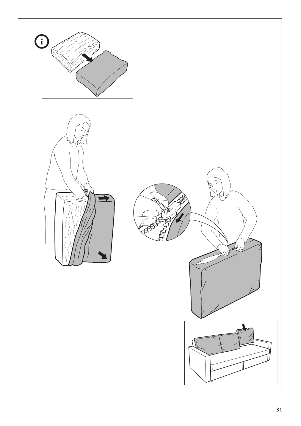 Assembly instructions for IKEA Friheten sleeper sofa skiftebo dark gray | Page 31 - IKEA FRIHETEN sleeper sofa 503.411.48