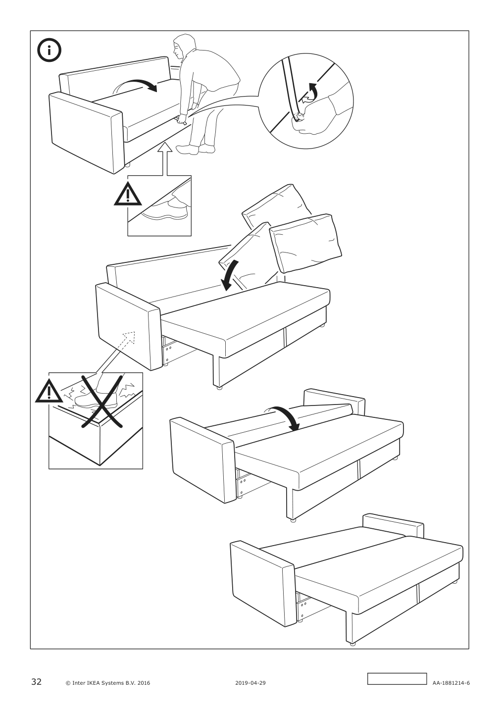 Assembly instructions for IKEA Friheten sleeper sofa skiftebo dark gray | Page 32 - IKEA FRIHETEN sleeper sofa 503.411.48