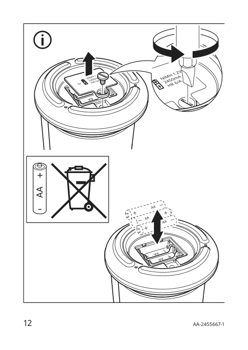 Assembly instructions for IKEA Froejda led lantern battery operated outdoor dimmable black | Page 12 - IKEA FRÖJDA LED lantern 805.821.55