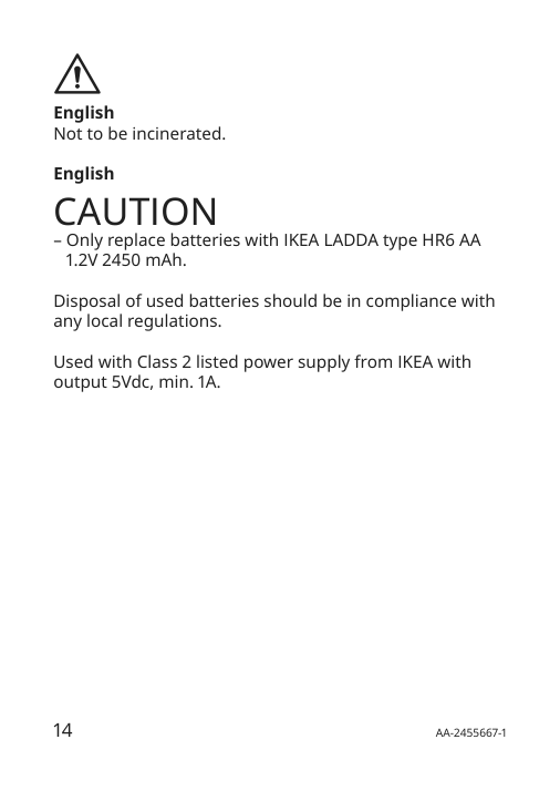 Assembly instructions for IKEA Froejda led lantern battery operated outdoor dimmable black | Page 14 - IKEA FRÖJDA LED lantern 805.821.55