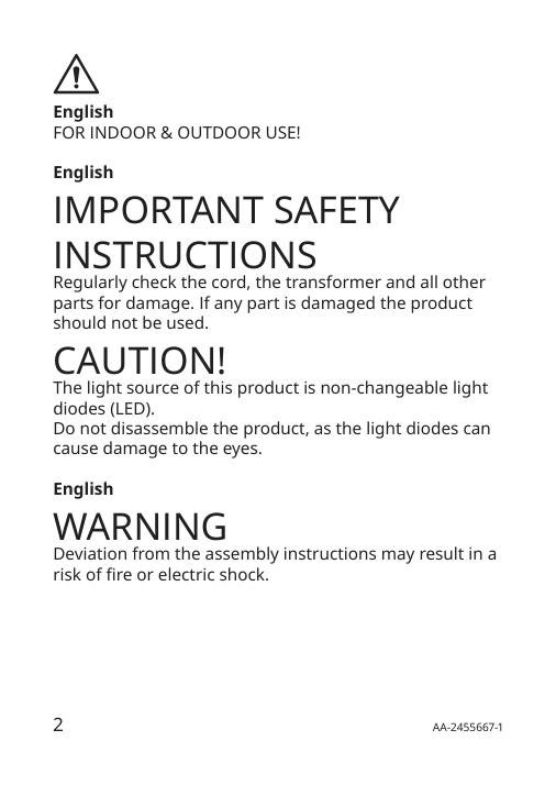 Assembly instructions for IKEA Froejda led lantern battery operated outdoor dimmable black | Page 2 - IKEA FRÖJDA LED lantern 805.821.55