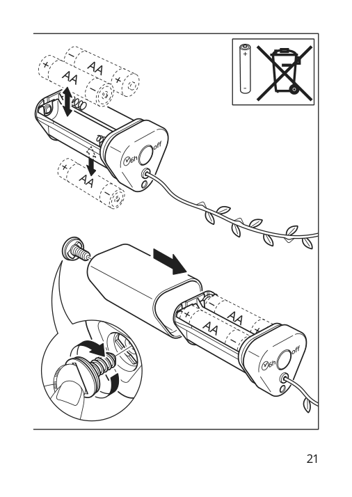 Assembly instructions for IKEA Froejda led string light with 40 lights battery operated leaf white | Page 21 - IKEA FRÖJDA LED string light with 40 lights 305.821.48