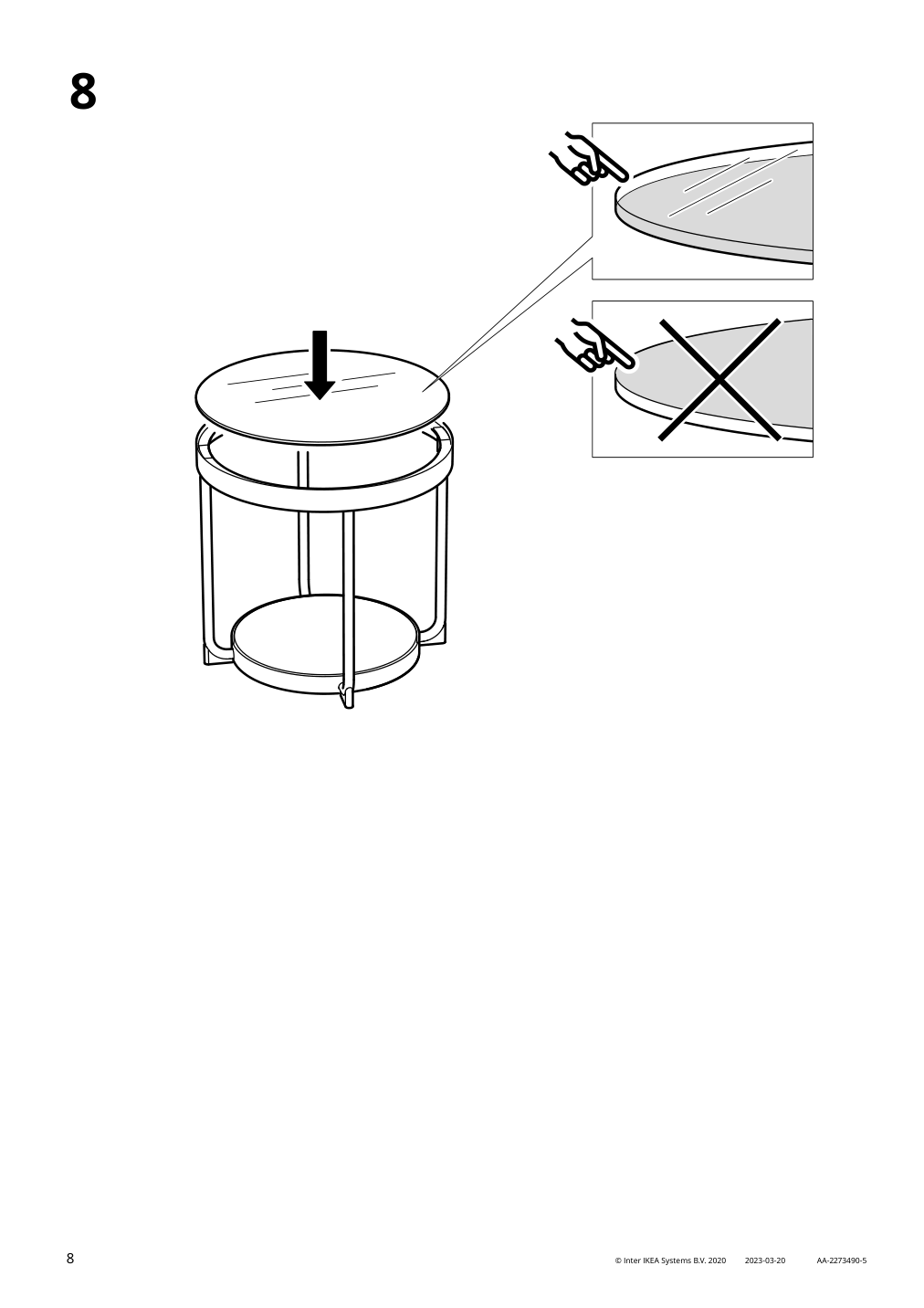 Assembly instructions for IKEA Froetorp side table anthracite marble effect black glass | Page 8 - IKEA FRÖTORP side table 104.922.76