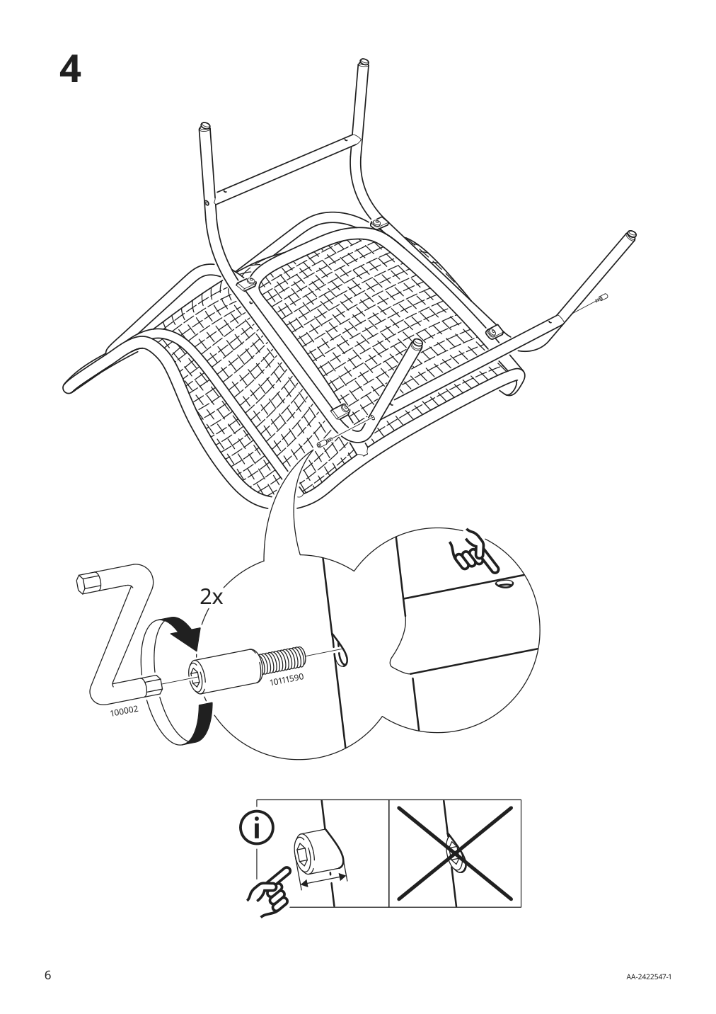 Assembly instructions for IKEA Fryksas armchair rattan | Page 6 - IKEA FRYKSÅS chair with cushion 295.631.55