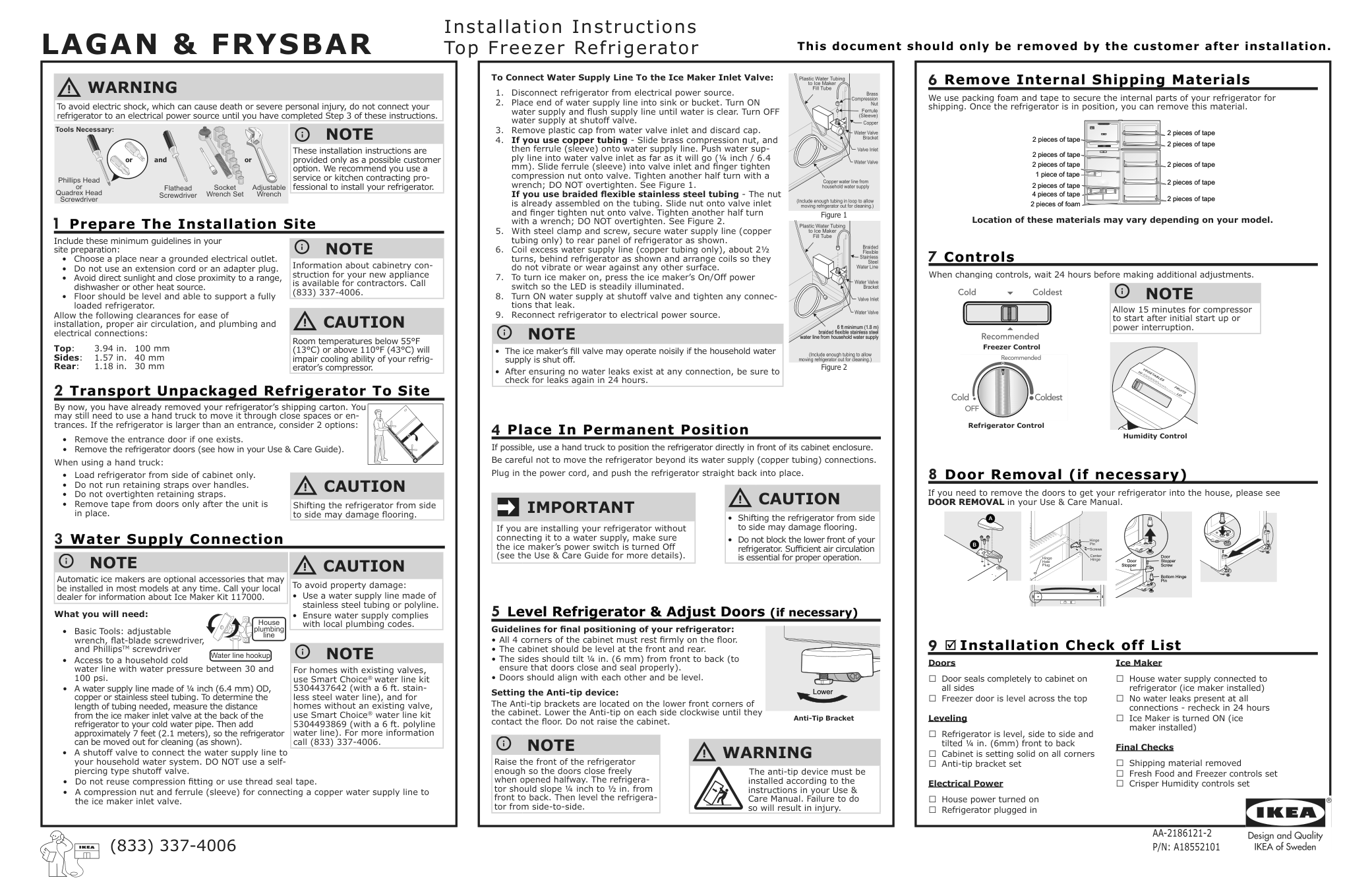 Assembly instructions for IKEA Frysbar top freezer refrigerator stainless steel | Page 1 - IKEA FRYSBAR top-freezer refrigerator 804.621.48