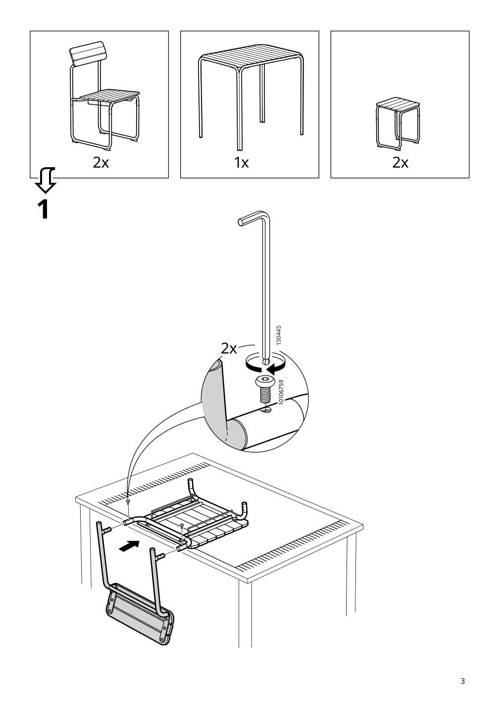 Assembly instructions for IKEA Furuoen dining table w 2 chairs 2 footstl brown outdoor | Page 3 - IKEA FURUÖN dining table w 2 chairs+2 footstl 305.437.36