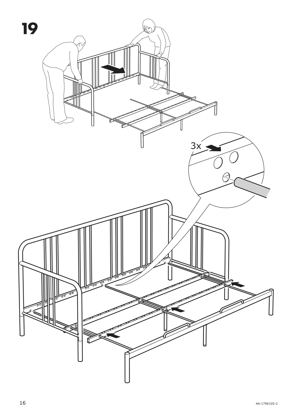 Assembly instructions for IKEA Fyresdal daybed frame black | Page 16 - IKEA FYRESDAL daybed with 2 mattresses 994.280.98