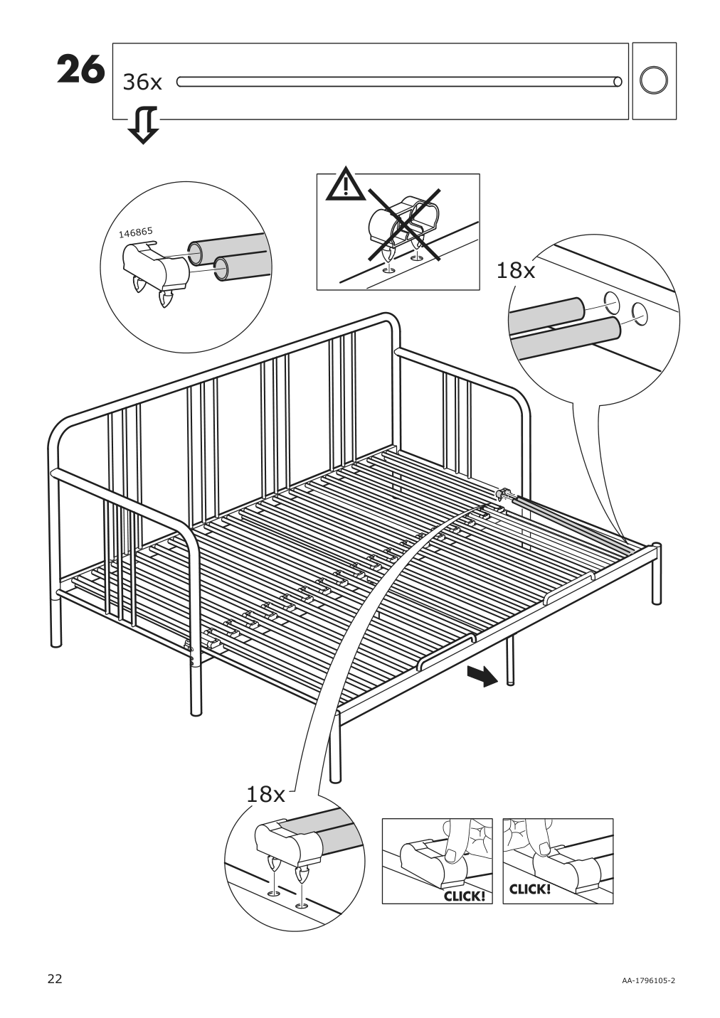 Assembly instructions for IKEA Fyresdal daybed frame black | Page 22 - IKEA FYRESDAL daybed with 2 mattresses 994.280.98