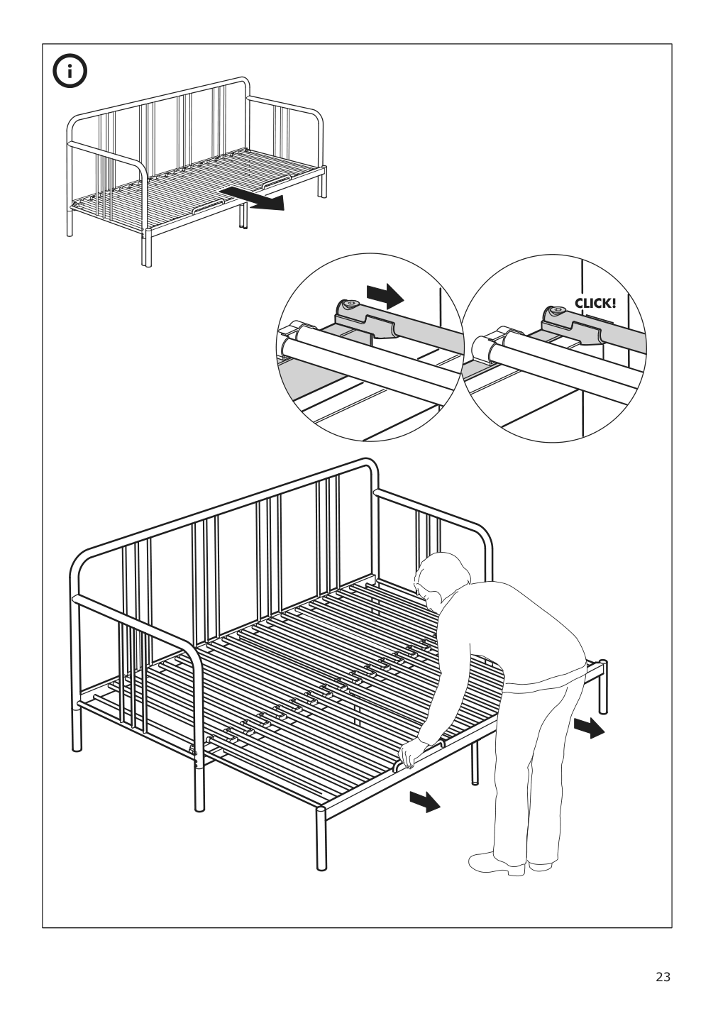 Assembly instructions for IKEA Fyresdal daybed frame black | Page 23 - IKEA FYRESDAL daybed with 2 mattresses 994.280.98