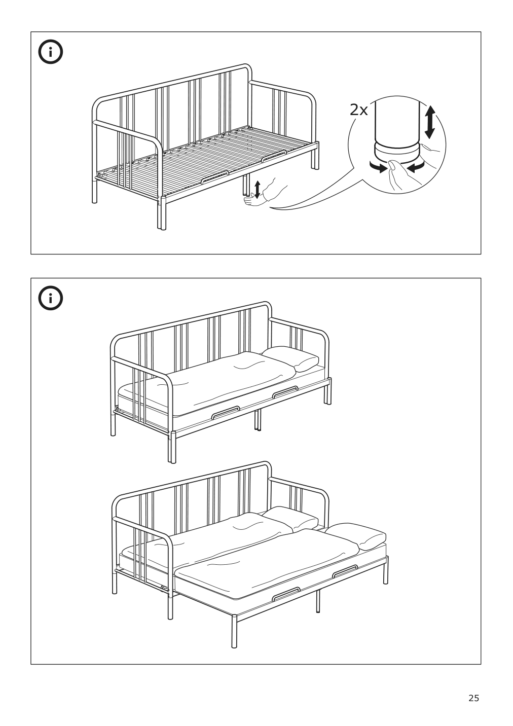 Assembly instructions for IKEA Fyresdal daybed frame black | Page 25 - IKEA FYRESDAL daybed with 2 mattresses 994.280.98