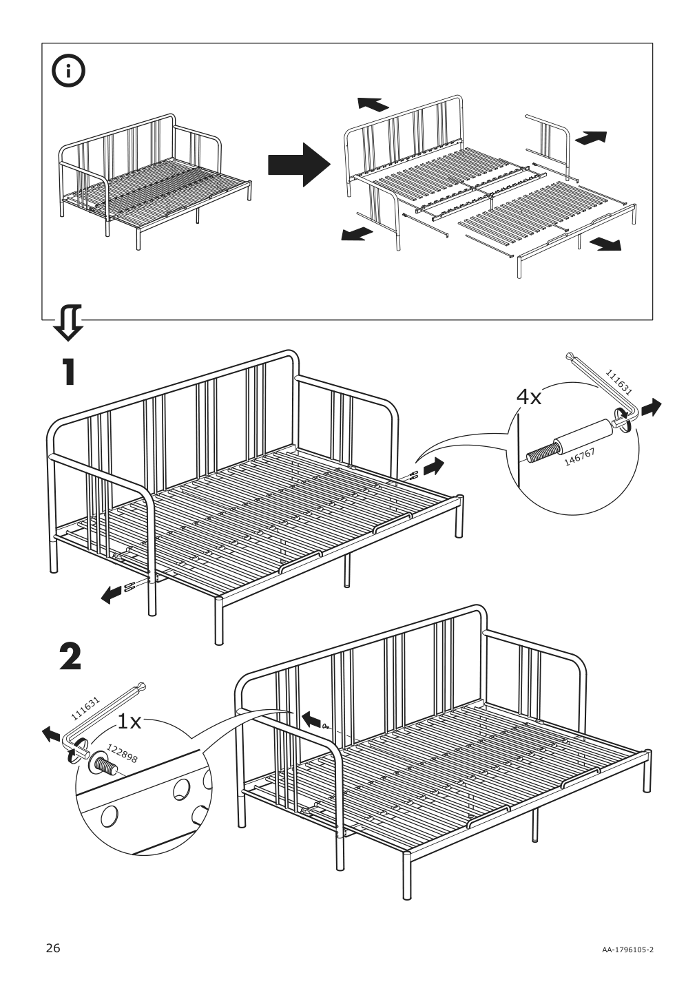 Assembly instructions for IKEA Fyresdal daybed frame black | Page 26 - IKEA FYRESDAL daybed with 2 mattresses 994.280.98