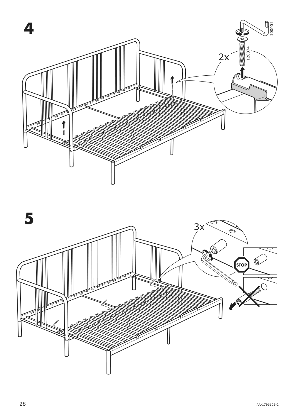 Assembly instructions for IKEA Fyresdal daybed frame black | Page 28 - IKEA FYRESDAL daybed with 2 mattresses 994.280.98