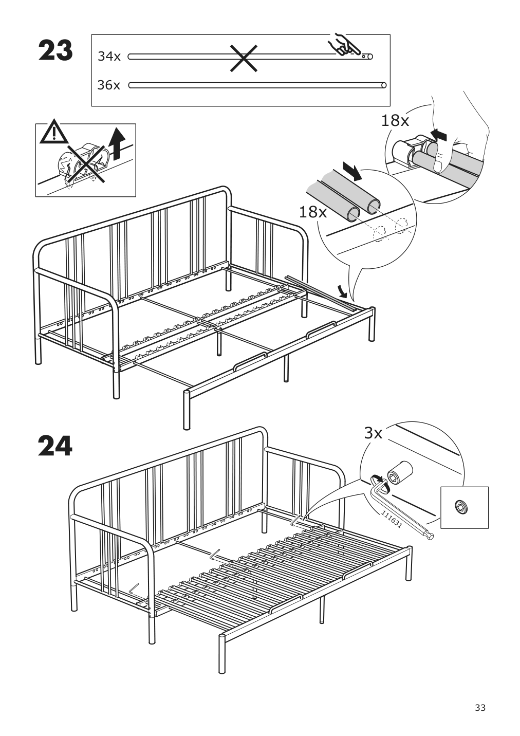 Assembly instructions for IKEA Fyresdal daybed frame black | Page 33 - IKEA FYRESDAL daybed with 2 mattresses 994.280.98