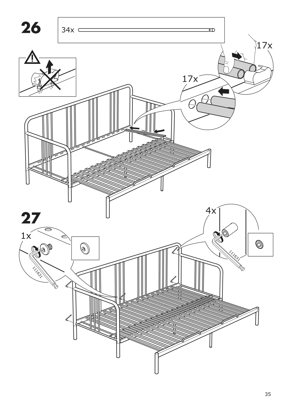 Assembly instructions for IKEA Fyresdal daybed frame black | Page 35 - IKEA FYRESDAL daybed with 2 mattresses 994.280.98