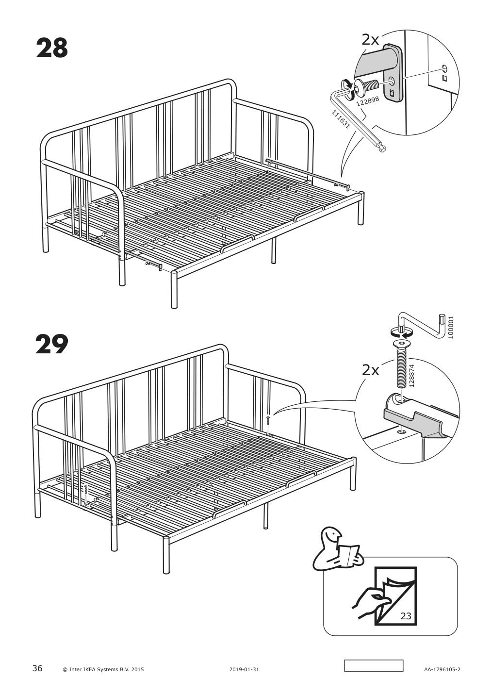 Assembly instructions for IKEA Fyresdal daybed frame black | Page 36 - IKEA FYRESDAL daybed with 2 mattresses 994.280.98