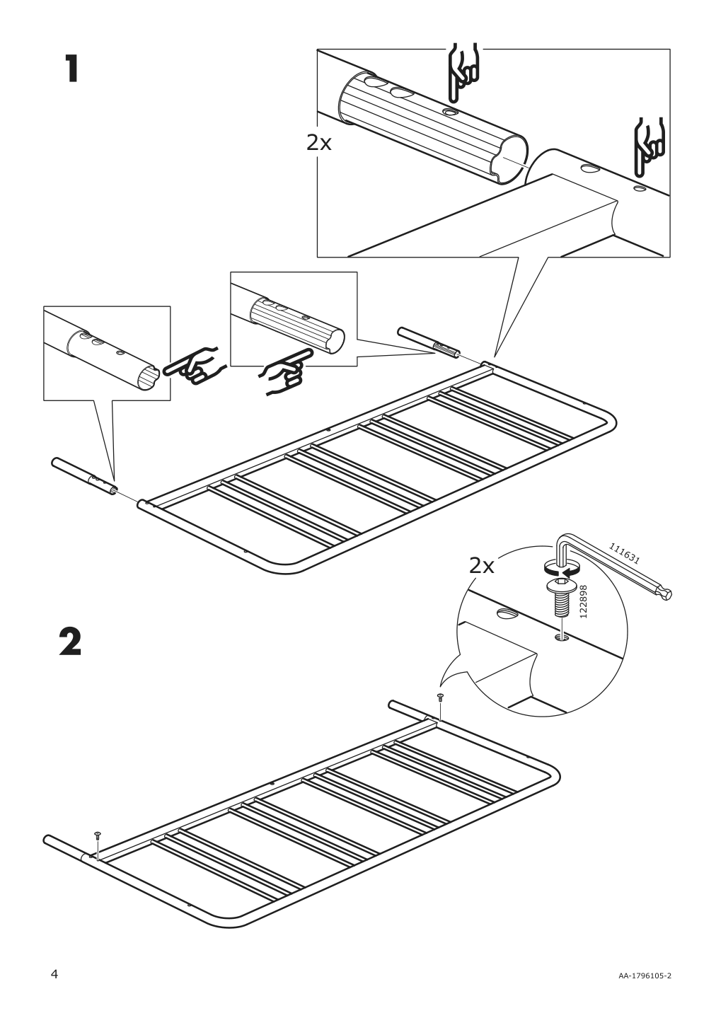 Assembly instructions for IKEA Fyresdal daybed frame black | Page 4 - IKEA FYRESDAL daybed with 2 mattresses 994.280.98