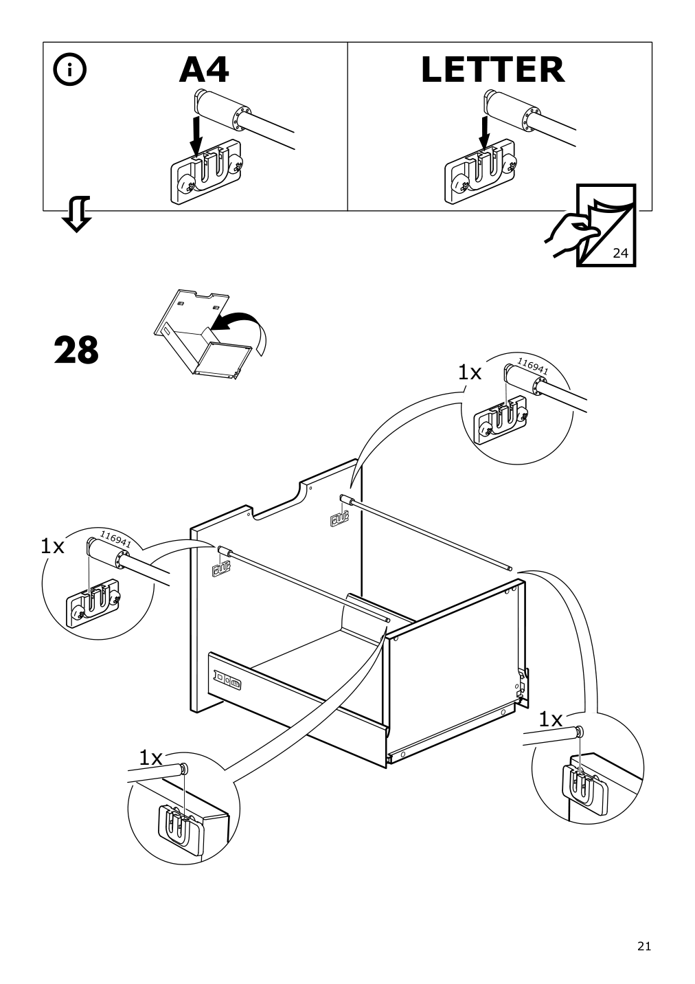 Assembly instructions for IKEA Galant drawer unit drop file storage white stained oak veneer | Page 21 - IKEA GALANT drawer unit/drop file storage 303.651.21