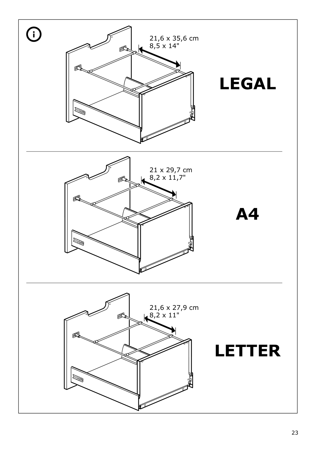 Assembly instructions for IKEA Galant drawer unit drop file storage white stained oak veneer | Page 23 - IKEA GALANT drawer unit/drop file storage 303.651.21