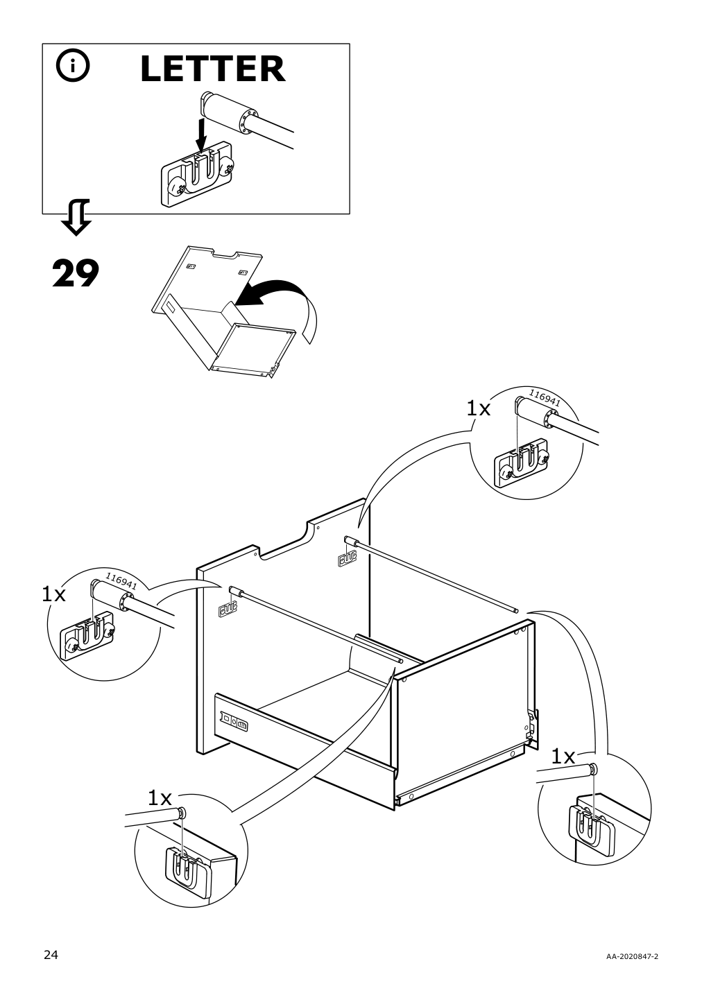 Assembly instructions for IKEA Galant drawer unit drop file storage white stained oak veneer | Page 24 - IKEA GALANT drawer unit/drop file storage 303.651.21