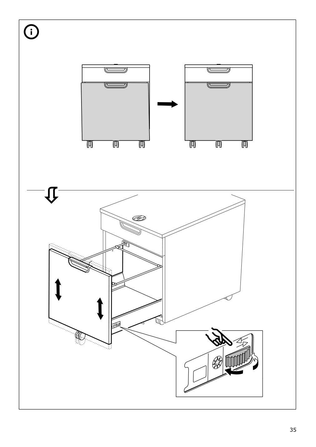 Assembly instructions for IKEA Galant drawer unit drop file storage white stained oak veneer | Page 35 - IKEA GALANT drawer unit/drop file storage 303.651.21