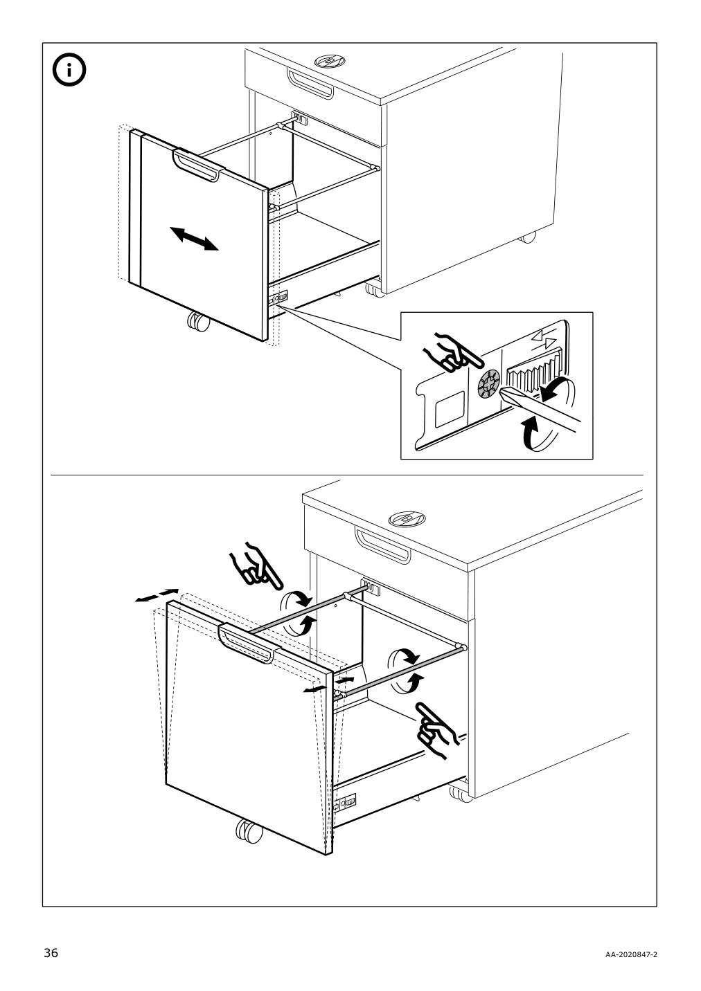 Assembly instructions for IKEA Galant drawer unit drop file storage white stained oak veneer | Page 36 - IKEA GALANT drawer unit/drop file storage 303.651.21