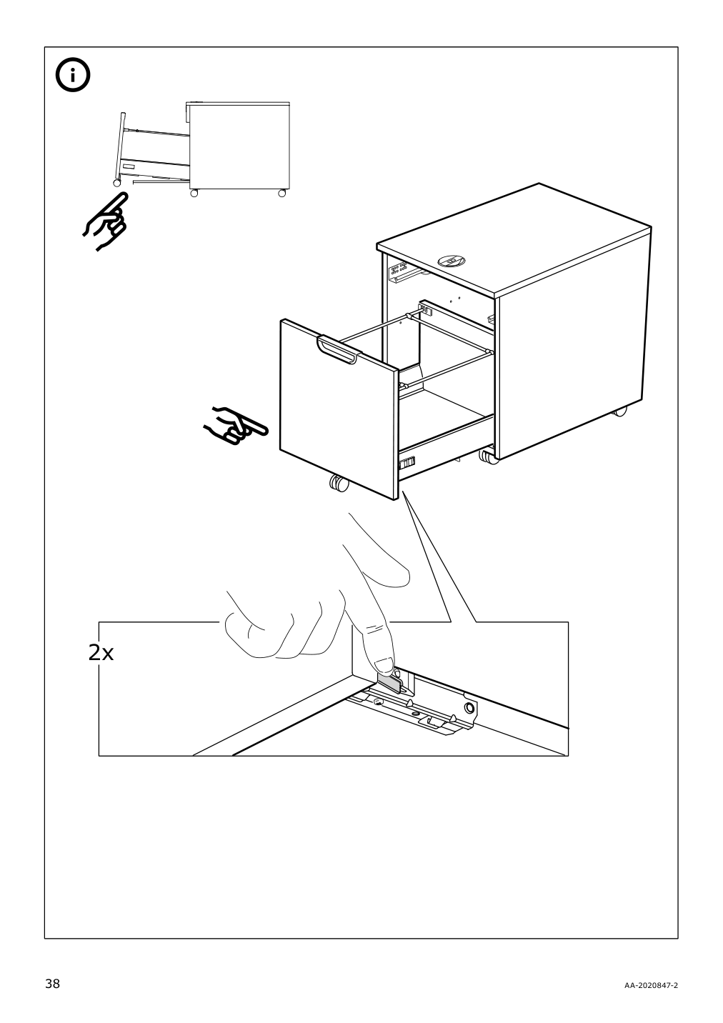 Assembly instructions for IKEA Galant drawer unit drop file storage white stained oak veneer | Page 38 - IKEA GALANT drawer unit/drop file storage 303.651.21