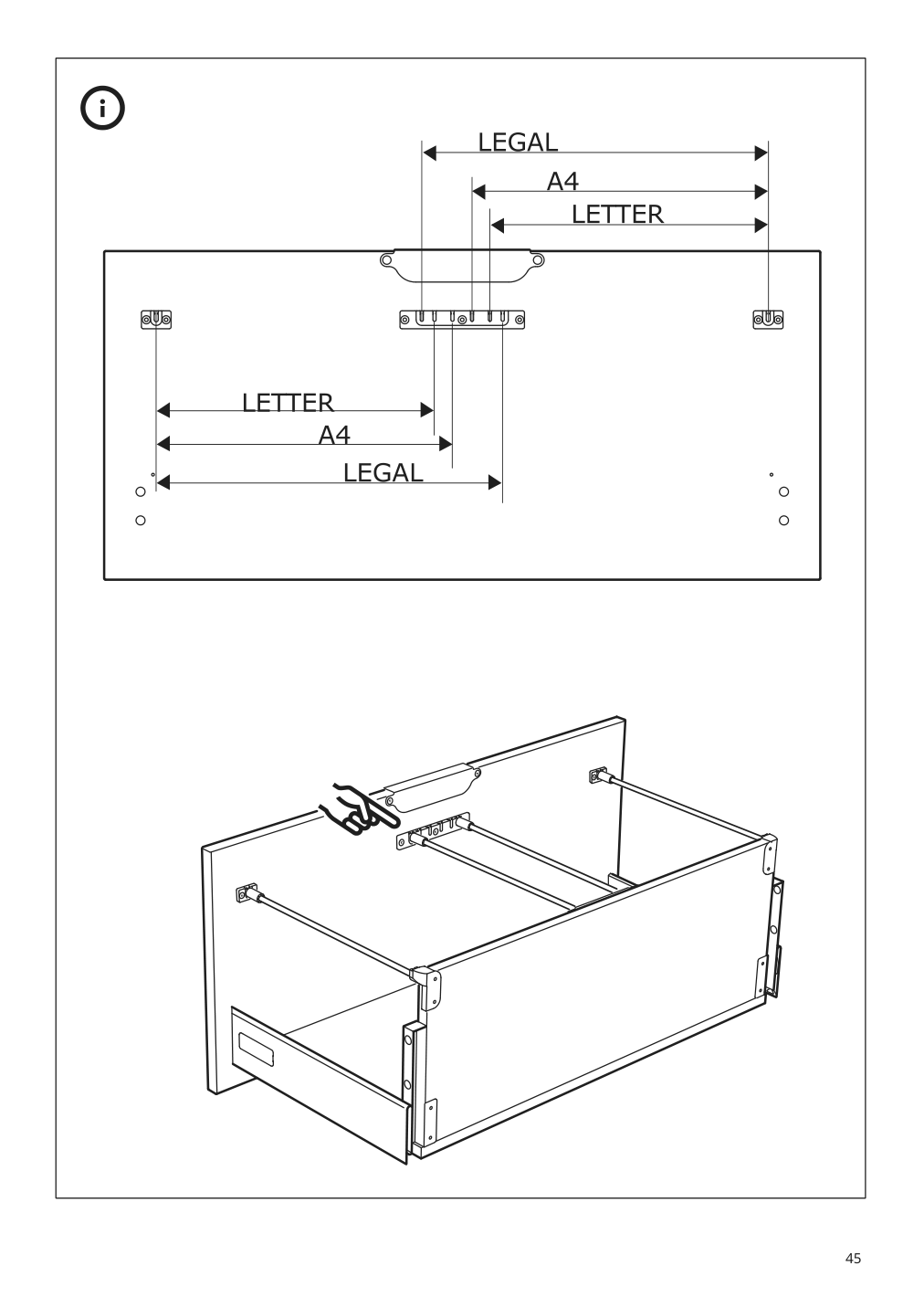 Assembly instructions for IKEA Galant drawer unit drop file storage black stained ash veneer | Page 45 - IKEA GALANT drawer unit/drop file storage 303.651.64