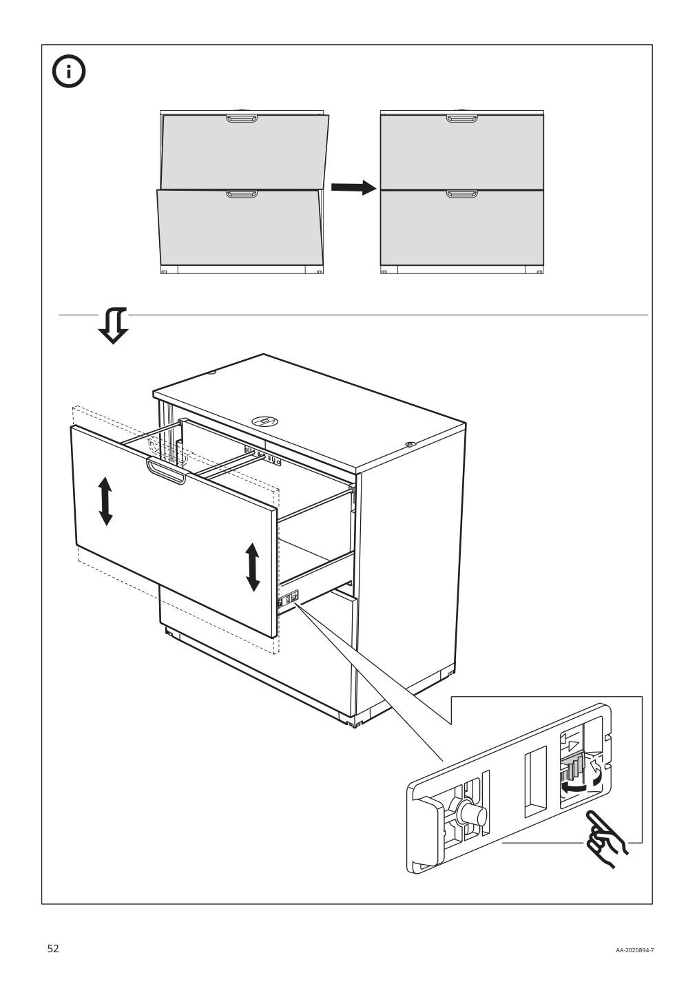 Assembly instructions for IKEA Galant drawer unit drop file storage white stained oak veneer | Page 52 - IKEA GALANT drawer unit/drop file storage 503.651.63