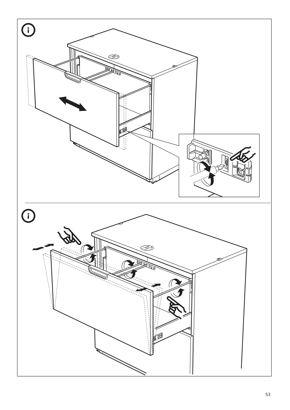 Assembly instructions for IKEA Galant drawer unit drop file storage black stained ash veneer | Page 53 - IKEA GALANT storage combination with filing 493.040.95