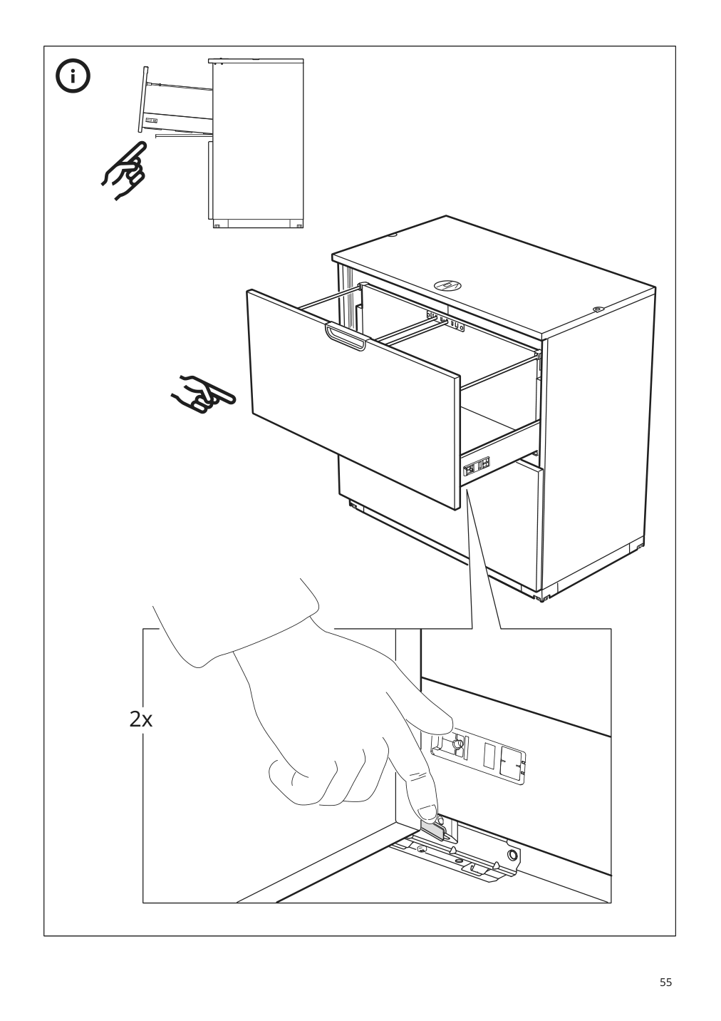 Assembly instructions for IKEA Galant drawer unit drop file storage black stained ash veneer | Page 55 - IKEA GALANT drawer unit/drop file storage 303.651.64