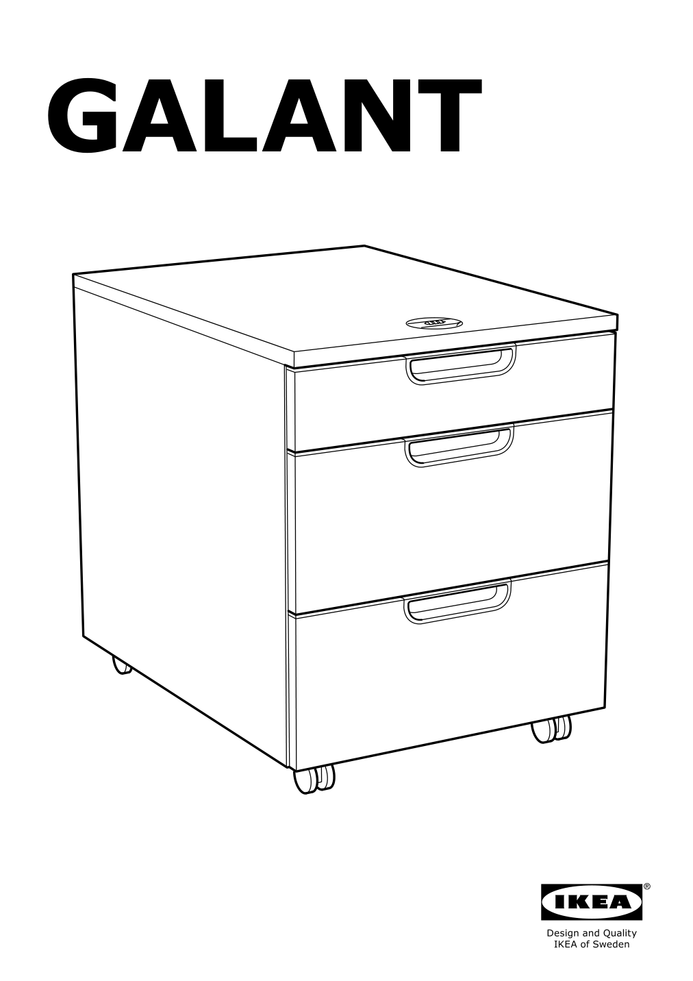 Assembly instructions for IKEA Galant drawer unit on casters white stained oak veneer | Page 1 - IKEA GALANT drawer unit on casters 803.651.52