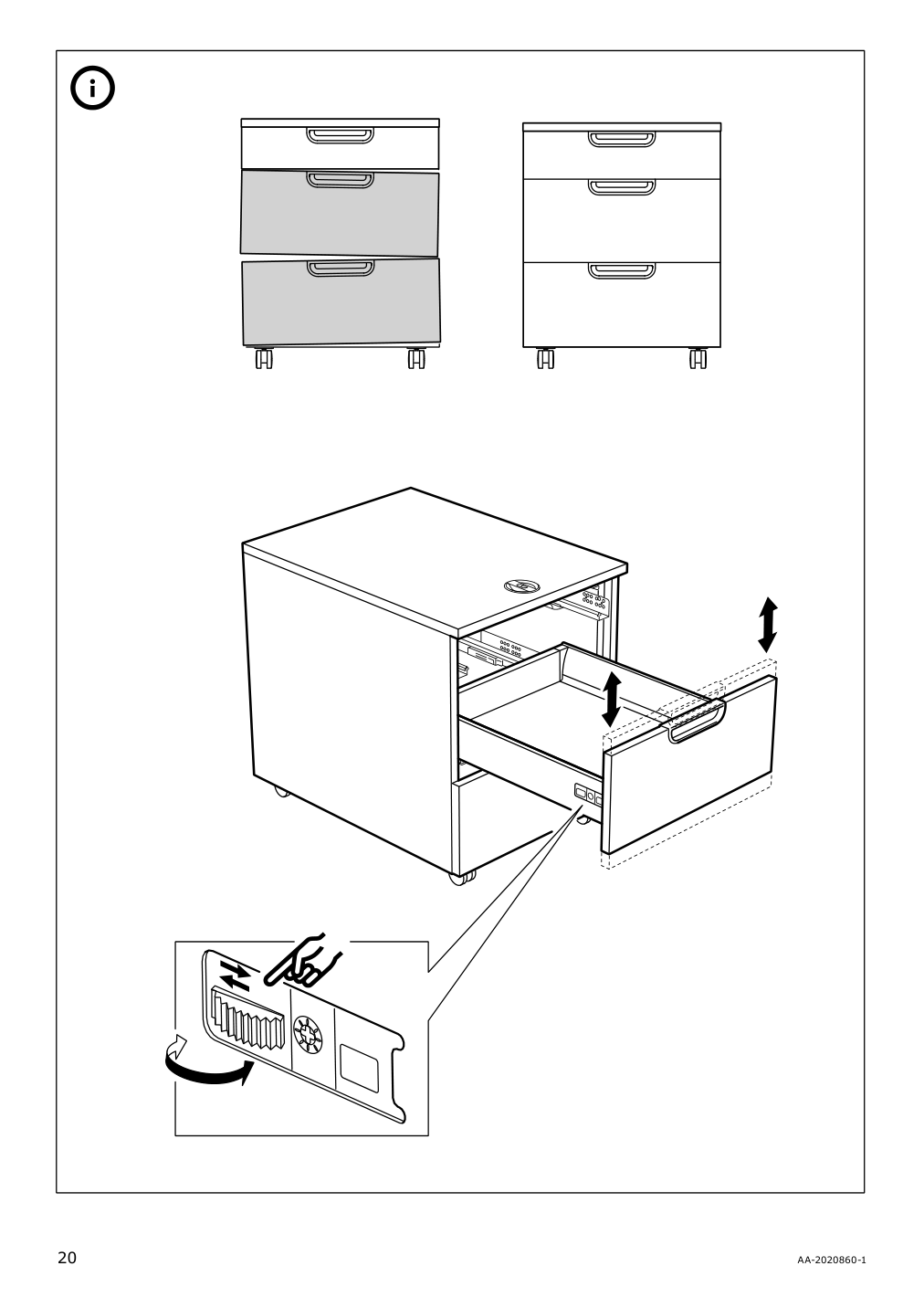 Assembly instructions for IKEA Galant drawer unit on casters white stained oak veneer | Page 20 - IKEA GALANT drawer unit on casters 803.651.52