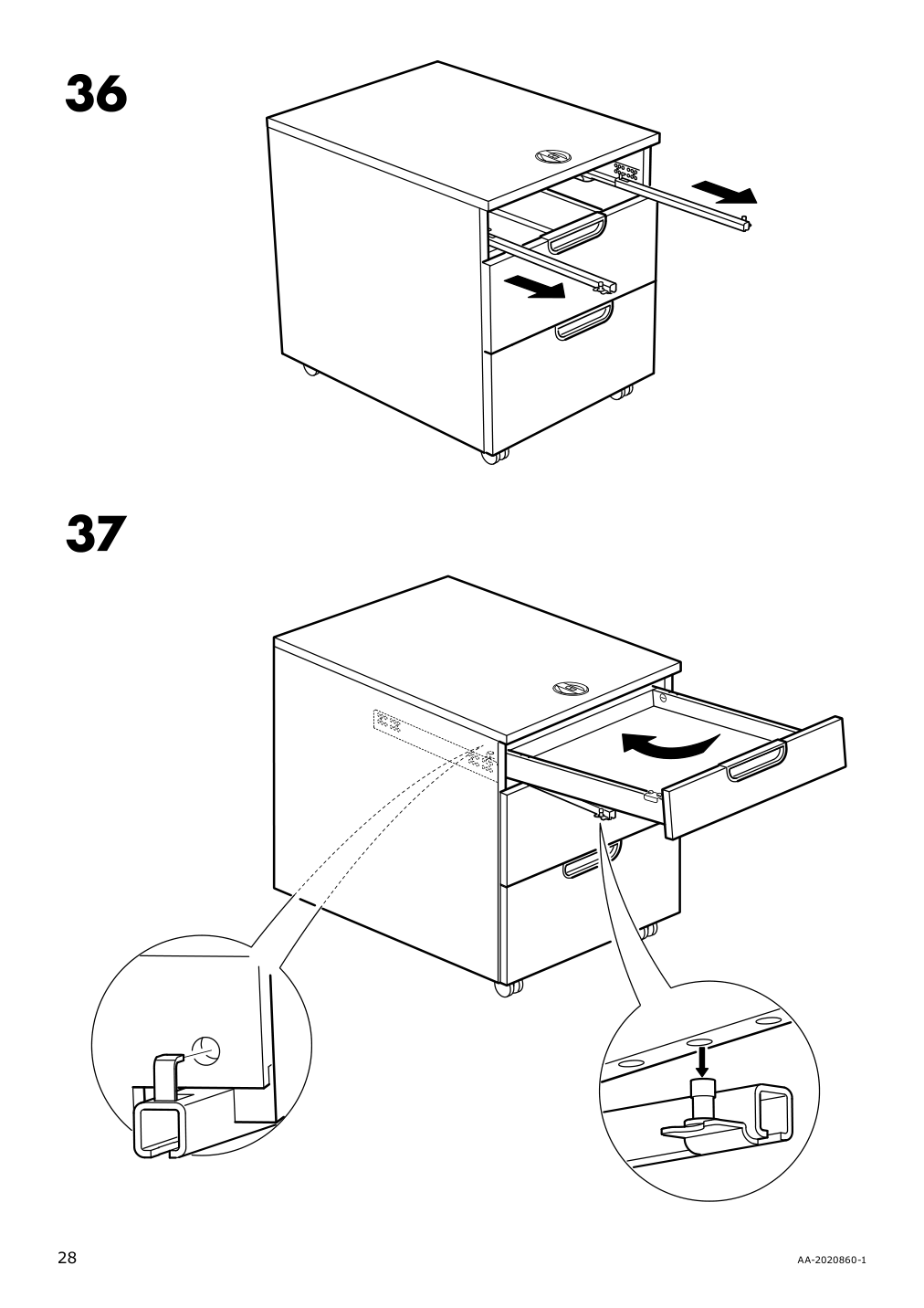 Assembly instructions for IKEA Galant drawer unit on casters white stained oak veneer | Page 28 - IKEA GALANT drawer unit on casters 803.651.52