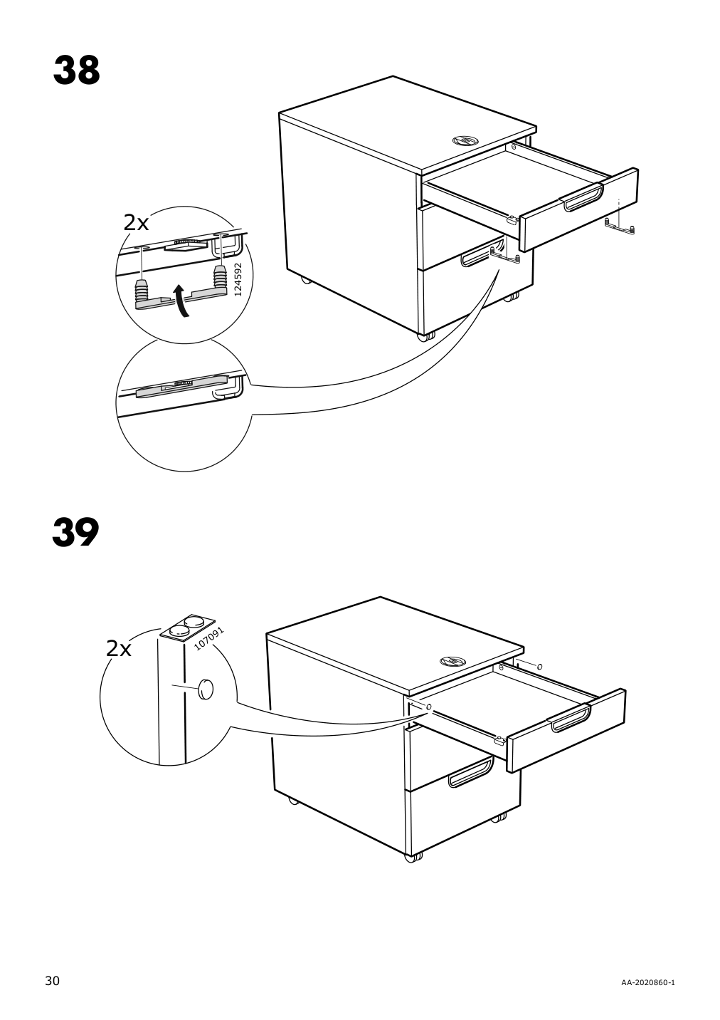 Assembly instructions for IKEA Galant drawer unit on casters white stained oak veneer | Page 30 - IKEA GALANT drawer unit on casters 803.651.52