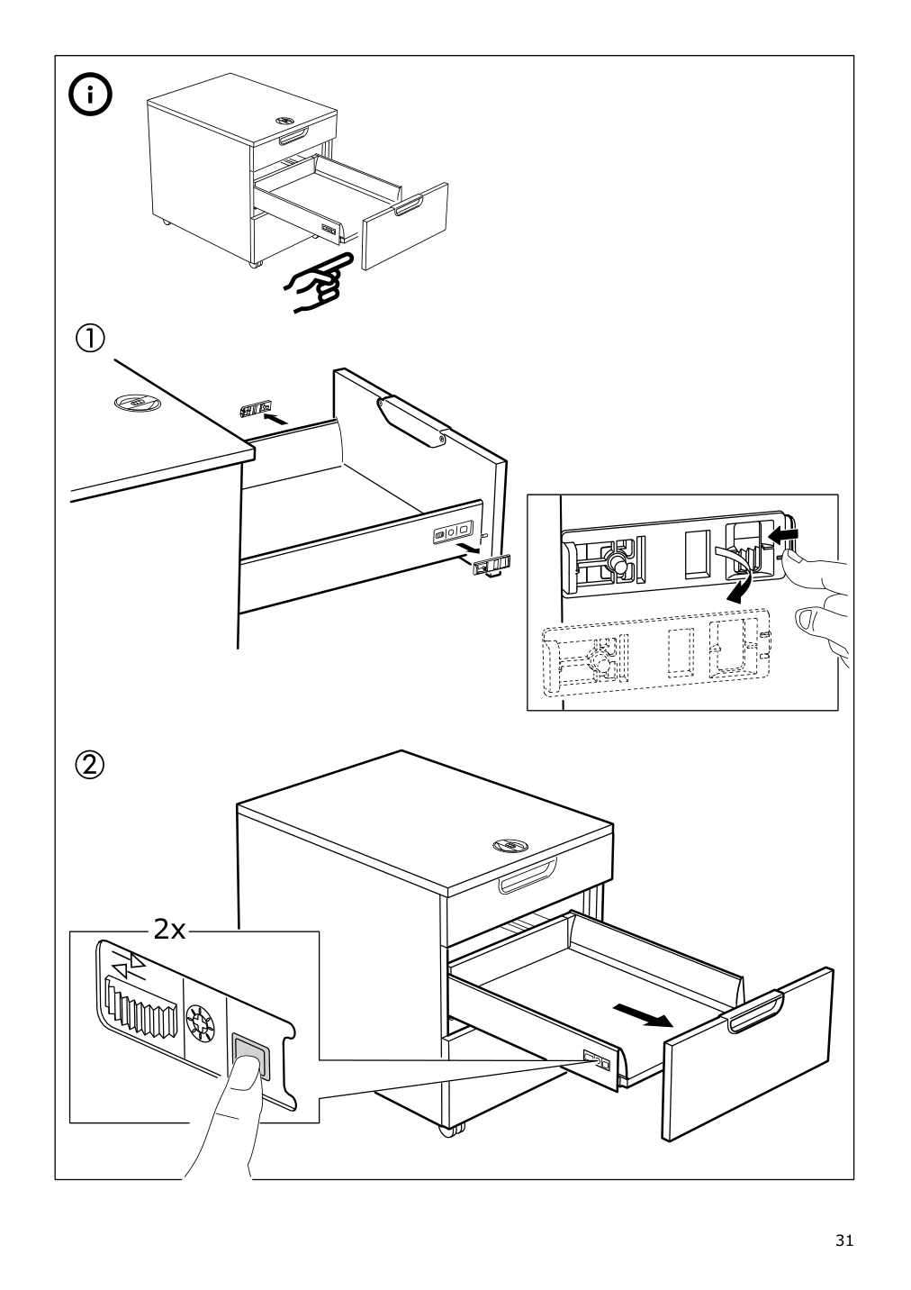 Assembly instructions for IKEA Galant drawer unit on casters white stained oak veneer | Page 31 - IKEA GALANT drawer unit on casters 803.651.52