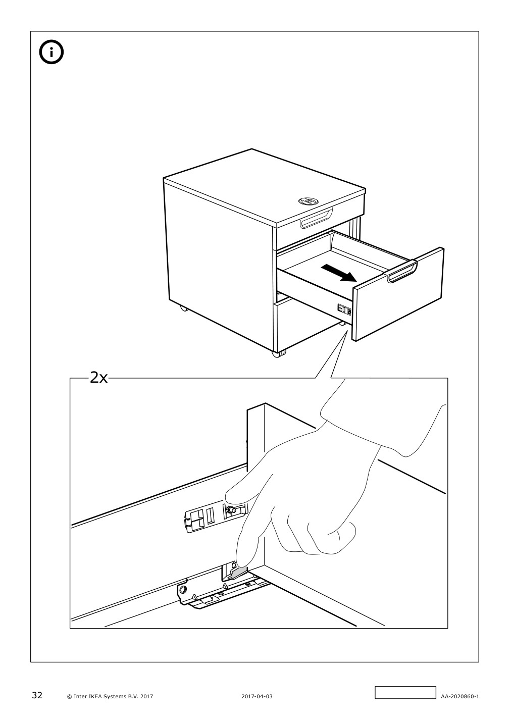 Assembly instructions for IKEA Galant drawer unit on casters white stained oak veneer | Page 32 - IKEA GALANT drawer unit on casters 803.651.52