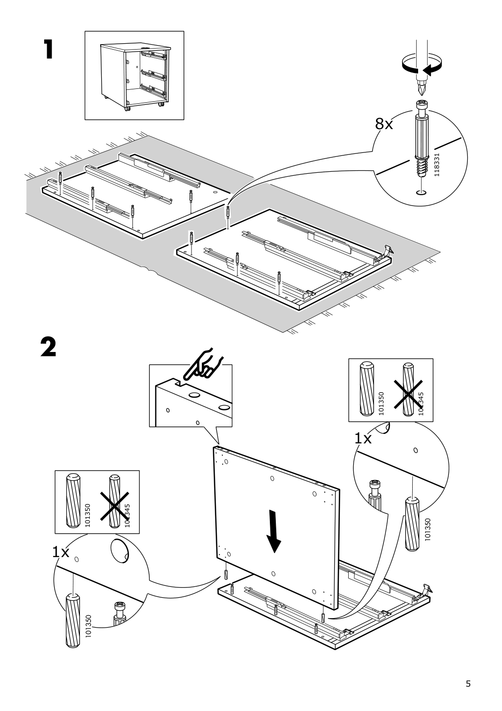 Assembly instructions for IKEA Galant drawer unit on casters white stained oak veneer | Page 5 - IKEA GALANT drawer unit on casters 803.651.52