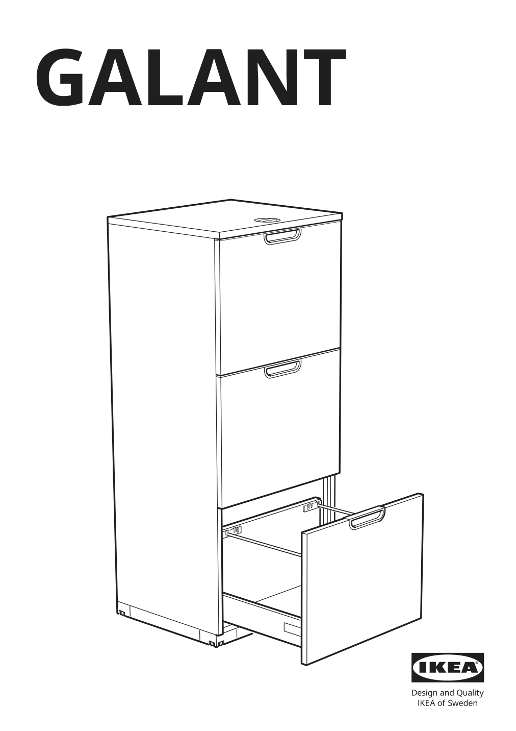 Assembly instructions for IKEA Galant file cabinet white stained oak veneer | Page 1 - IKEA GALANT file cabinet 303.651.78