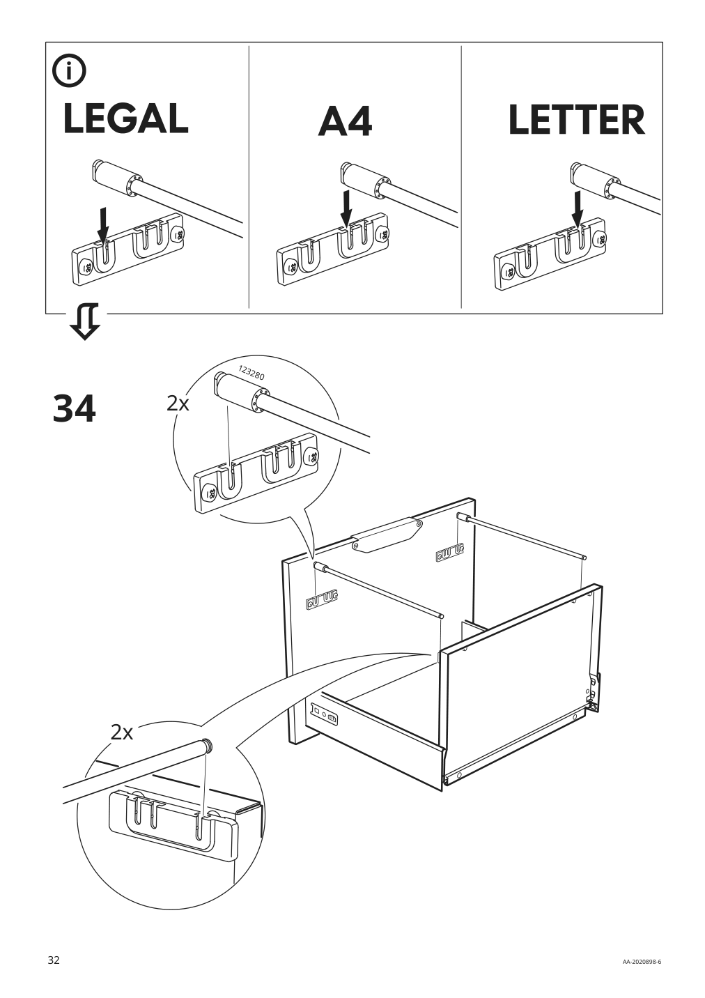 Assembly instructions for IKEA Galant file cabinet white stained oak veneer | Page 32 - IKEA GALANT storage combination with filing 893.040.98