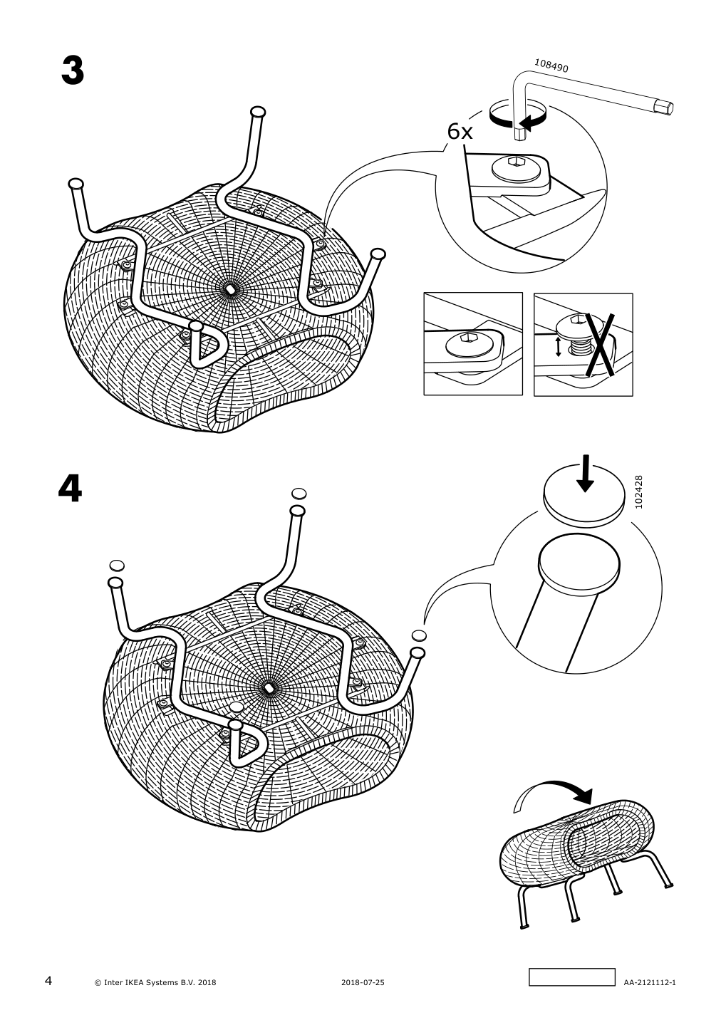 Assembly instructions for IKEA Gamlehult ottoman with storage rattan anthracite | Page 4 - IKEA GAMLEHULT ottoman with storage 104.343.09