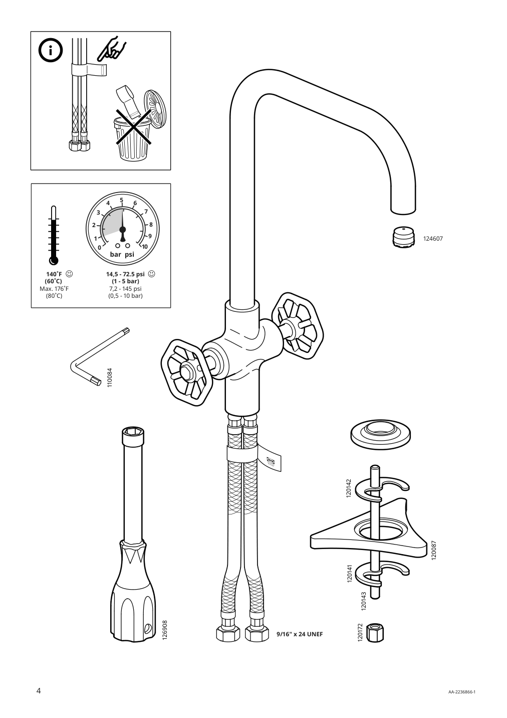 Assembly instructions for IKEA Gamlesjoen dual control kitchen faucet brushed black metal | Page 4 - IKEA ENHET laundry 794.771.03