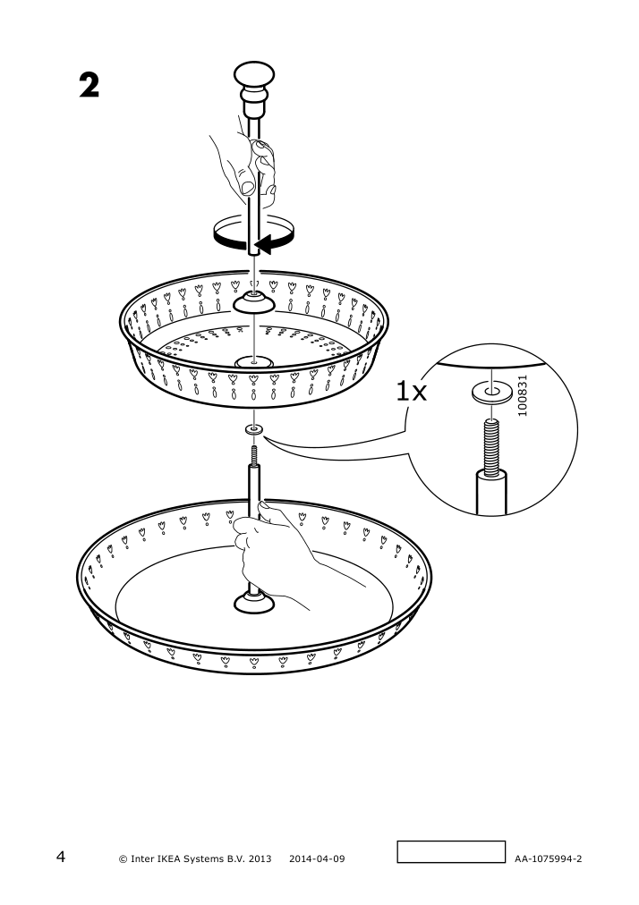 Assembly instructions for IKEA Garnera serving stand two tiers red | Page 4 - IKEA GARNERA serving stand, two tiers 105.613.02