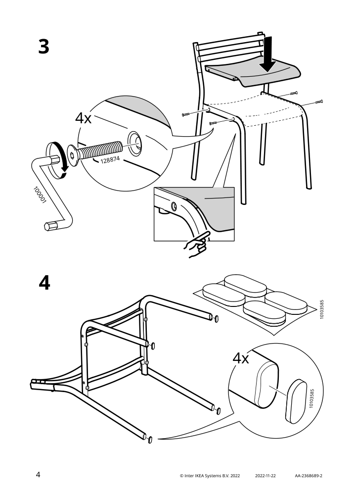 Assembly instructions for IKEA Genesoen chair metal red | Page 4 - IKEA GENESÖN chair 005.656.83