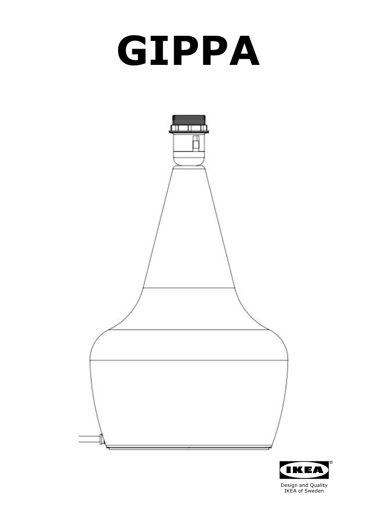 Assembly instructions for IKEA Gippa table lamp base silver color | Page 1 - IKEA GIPPA table lamp base 505.183.40