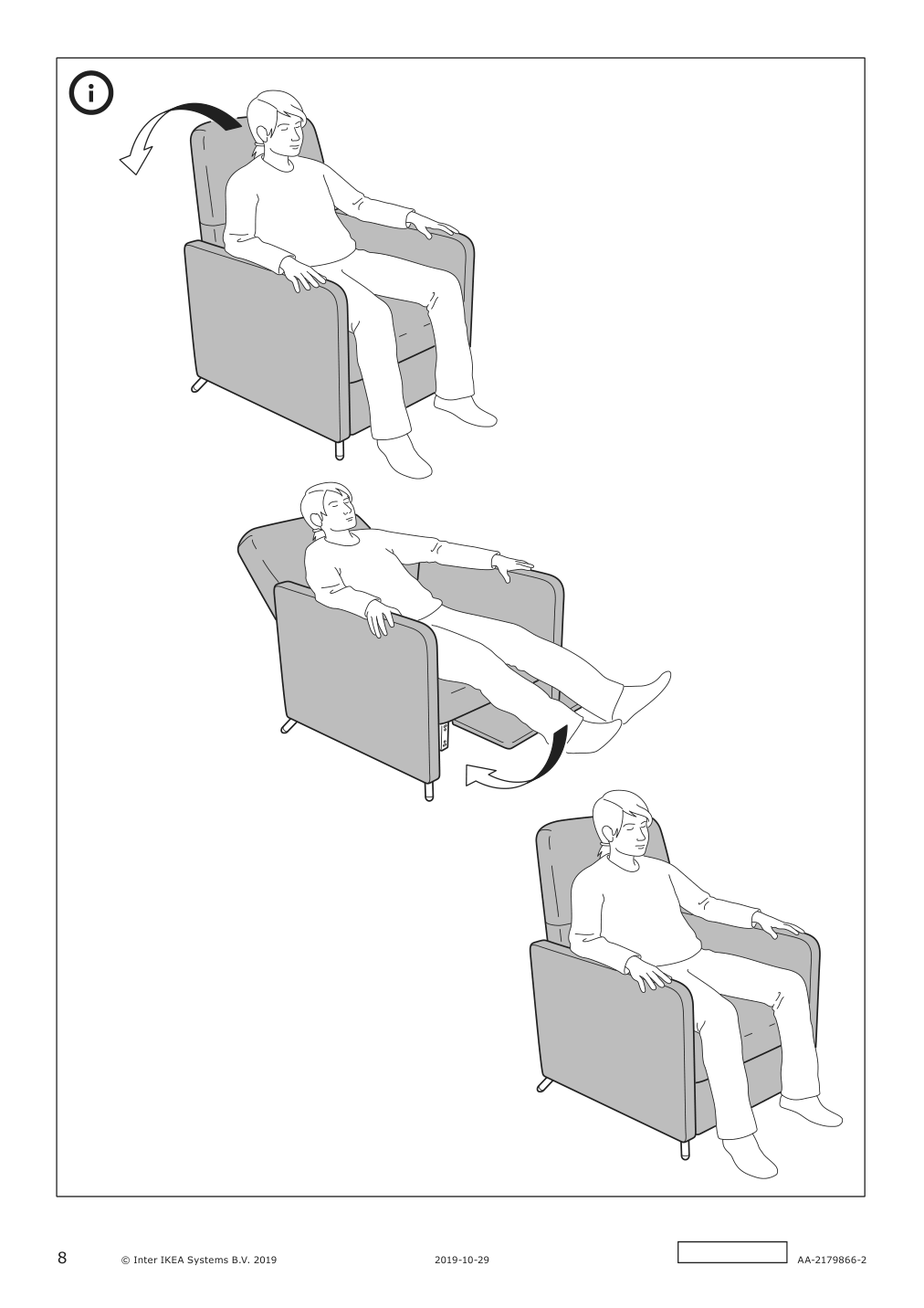 Assembly instructions for IKEA Gistad recliner idekulla dark red | Page 8 - IKEA GISTAD recliner 404.663.89