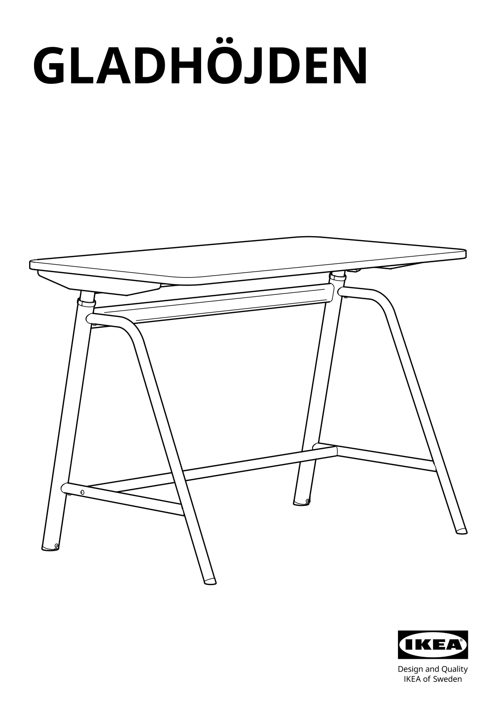 Assembly instructions for IKEA Gladhoejden desk sit stand white | Page 1 - IKEA GLADHÖJDEN desk sit/stand 304.939.39