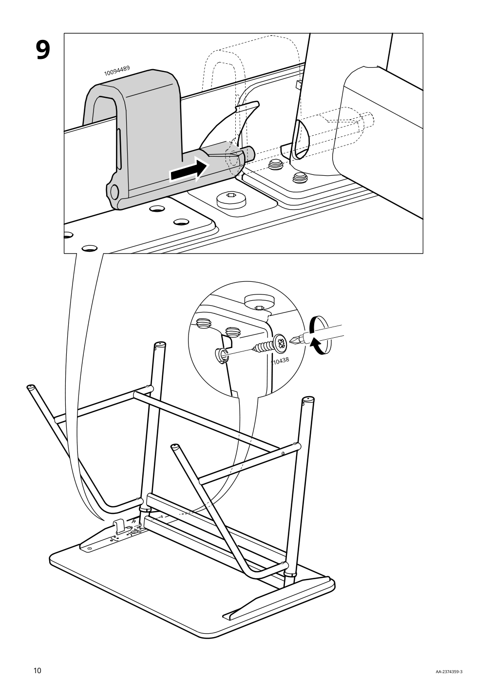 Assembly instructions for IKEA Gladhoejden desk sit stand white | Page 10 - IKEA GLADHÖJDEN desk sit/stand 304.939.39