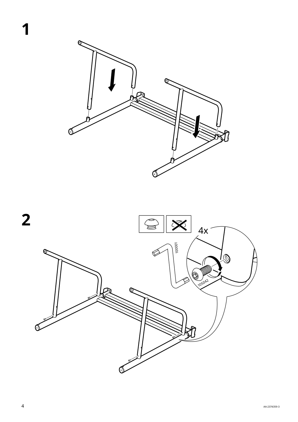 Assembly instructions for IKEA Gladhoejden desk sit stand white | Page 4 - IKEA GLADHÖJDEN desk sit/stand 304.939.39